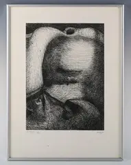 Henry Moore, Elephant Skull, plate XXVII, monochrome etching circa 1970