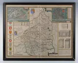 John Speed, Northumberland' (Map of the County), engraving published by Thomas Bassett & Richard Chiswell circa 1676 with later colour
