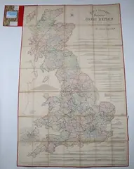 George Bradshaw, Map & Sections of the Railways of Great Britain. Dedicated by Permission to James Walker F.R.S. L & E, President of the Institution of Civil Engineers, engraving with hand-colouring in 49 sections