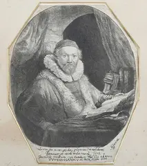 Rembrandt Harmenz. van Rijn, Jan Uytenbogaert, Preacher of the Remonstrants (B., Holl. 279; New Holl. 153; H. 128), etching on laid paper