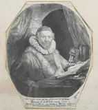 Rembrandt Harmenz. van Rijn, Jan Uytenbogaert, Preacher of the Remonstrants (B., Holl. 279; New Holl. 153; H. 128), etching on laid paper