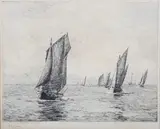 William Lionel Wyllie, Shoreham Mackerel Boats, etching