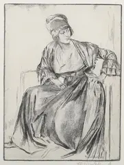 Genevieve by Gerald Brockhurst, etching with drypoint, sold Aug 2024