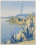 Dorothy Mary Fairley, Alois at Erbalunga, Corsica’, 20th century woodblock in colours, signed, titled and dated ’22 in pencil