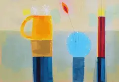 Russell Baker, Three Vases, 21st century screenprint with hand-colouring on wove paper