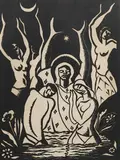 Albert Huie, The Baptism, woodcut