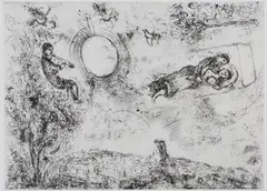 Marc Chagall, Les Amoureux dans le ciel à Saint-Paul, etching on wove paper