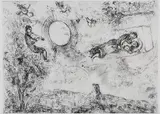 Marc Chagall, Les Amoureux dans le ciel à Saint-Paul, etching on wove paper