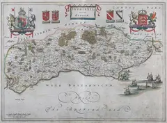 Joan Blaeu, Suthsexia vernacule Sussex' (Map of the County of Sussex), engraving with later hand-colouring on laid paper