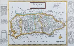 Herman Moll, Sussex’ (Map of the County of Sussex), engraving with later hand-colouring