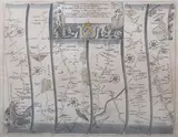 John Ogilby, The Road from London to Hith in Com Kent including the Road by Maidstone' (Ribbon Map), engraving with later hand-colouring on laid paper