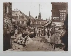 Joseph Paul Busuttil, Old Covent Garden, etching with aquatint