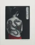 Katsunori Hamanishi, Exlibris Y. Aoki’ (Snake Tattoo), 21st century mezzotint from an edition of 70