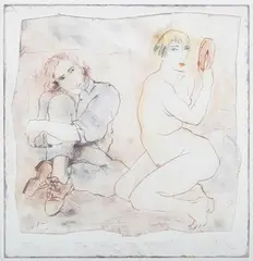 Inge Clayton, The Poet and the Actress, mixed method etching