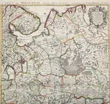 Guillaume Delisle, Carte de Moscovie Dressee par G. de L’Isle’ (Map of Russia), engraving with later hand-colouring in outline on laid paper