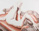 Philip Pearlstein, Nude on Chaise, 1978, lithograph in colours