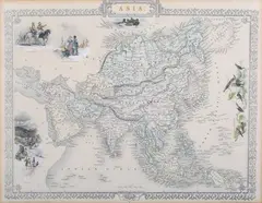 John Rapkin, Asia’ (Map of Asia including India and China), engraving with later hand-colouring