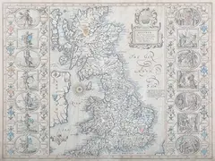 John Speed, Britain as it was Devided in the tyme of the Englishe Saxon's especially during their Heptarchy' (Map of Britain), engraving on laid paper with later hand-colouring
