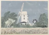 David Gentleman, Saxtead Windmill and Horstead Mill, a pair of 20th century lithographs in colours on wove paper