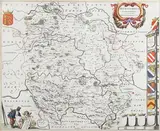 Joan Blaeu, Herefordia Comitatus' (Map of the County of Herefordshire), engraving with later hand-colouring on laid paper