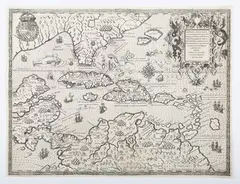 Theodor de Bry, Occidentalis Americae partis' (Map of Florida and the West Indies), copper engraving on laid paper