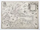 Theodor de Bry, Occidentalis Americae partis' (Map of Florida and the West Indies), copper engraving on laid paper