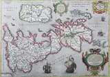 Johannes Janssonius, Insalarum Britannicarum Acurata Delineatio ex Geographicis Contatibus, Abrahami Ortelli (Map of Great Britain), engraving with later hand-colouring on laid paper