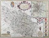 John Speed, The West Ridinge of Yorkeshyre with the most famous and fayre Citie Yorke described 1610' (Map of Yorkshire), engraving with later hand-colouring on laid paper