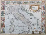 John Speed, Italia' (Map of Italy), engraving with later hand-colouring on laid paper