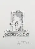 Quentin Blake, Cyrano standing Naked on the Balcony, lithograph on wove paper