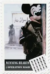 James Cauty, Winning Hearts and Minds (Operation Magic Kingdom)' (Poster), offset lithograph inset with sheet of scarce stamps