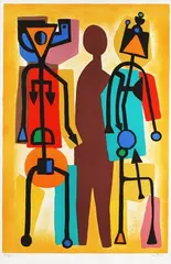 Mayeu Passa, Abstract Figure Composition, screenprint