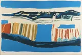 Henryk Hayden, Blue Landscape, lithograph in colours on wove paper
