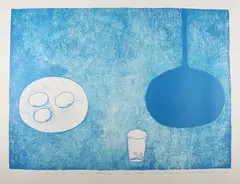 William Scott, Blue Still Life, lithograph in colours on wove paper