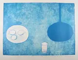 William Scott, Blue Still Life, lithograph in colours on wove paper