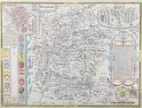 John Speed, Wilshire' (Map of the County of Wiltshire), engraving with later hand-colouring on laid paper