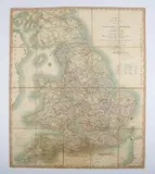 John Cary, Cary's Reduction of his Large Map of England and Wales with Part of Scotland, engraving in 20 sections with hand colouring