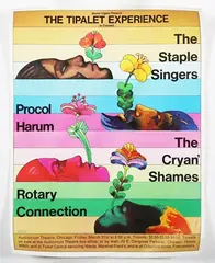 Milton Glaser, Muriel Cigars Presents, The Tipalet Experience, The Staple Singers, Procol Harum, The Cryan' Shames, Rotary Connection' (Poster for the 1969 Concert), offset lithograph on thin gloss stock paper