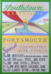 Eric Arthur Surfleet, Southdown Excursions, Portsmouth, Special Coronation Attractions' (Bus Travel Poster Design), gouache with ink