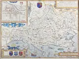 John Speed, Dorsetshyre with the shyre towne Dorchester described' (Map of the County of Dorset), engraving with later hand-colouring on laid paper