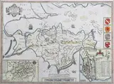 John Speed, Wight Island' (Map of the Isle of Wight), engraving with later hand-colouring on laid paper