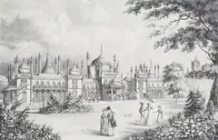 J. Cordwell, The West or Garden Front of the Pavilion at Brighton, Marine Palace of his Majesty George the IVth, mezzotint