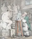 Thomas Rowlandson, The Sculptor' (Preparations for the Academy, Old Joseph Nollekens and his Venus), etching with hand-colouring circa 1800