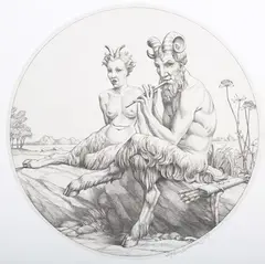 The Satyrs by Stephen Gooden, 1937, engraving on F.J. Head watermarked laid paper, sold Apr 2023