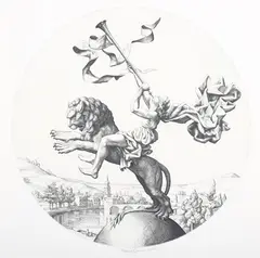 Stephen Gooden, The Rider on the Lion, 1924, engraving on cream laid paper