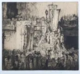 Frank Brangwyn, A Procession, Genoa, etching