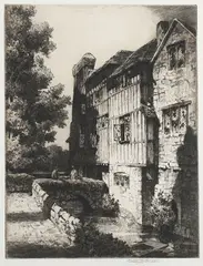 Stanley Anderson, Ightham Mote, Kent (East Front), etching on laid paper