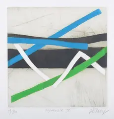 Eve Domy, Topologie IV, mixed media etching with embossing in colours