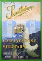 Eric Arthur Surfleet, Travel by Southdown Excursion to Lullingstone Silk Farm' (Bus Travel Poster Design), gouache