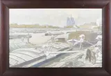 Henri Rivière, View of the Seine and Notre Dame, Paris, lithograph in colours